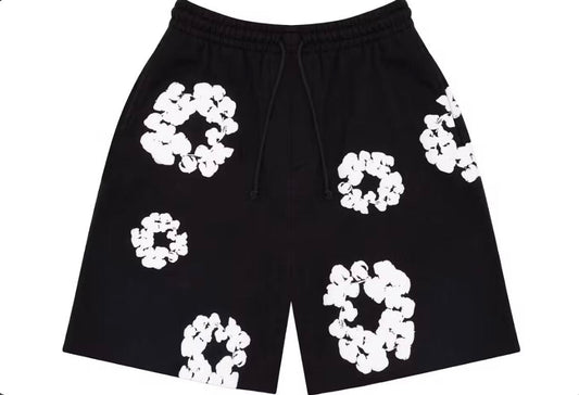 Black and White Denim Tear Shorts