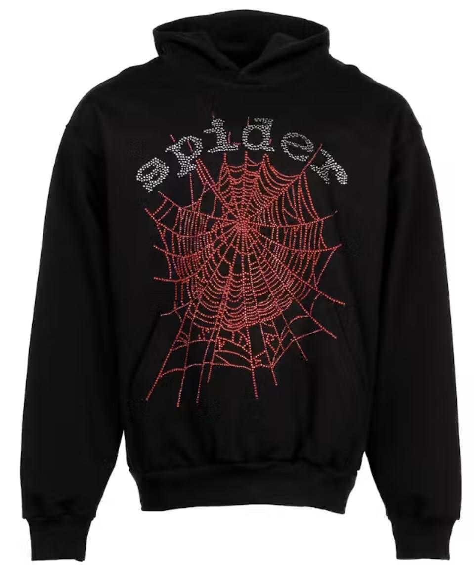 Black w Red Web Sp5der Hoodie